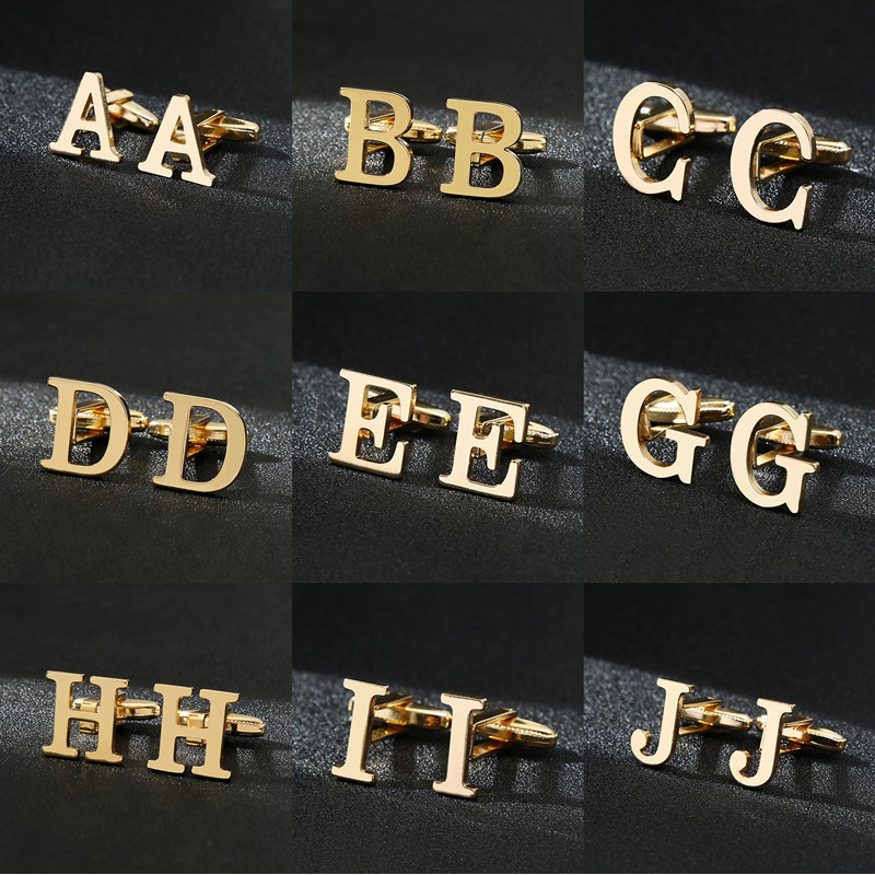 1 คู่ Letter smooth กระดุมข้อมือผู้ชาย creative French เสื้อ cufflinks ราคาถูก Shopee Lazada