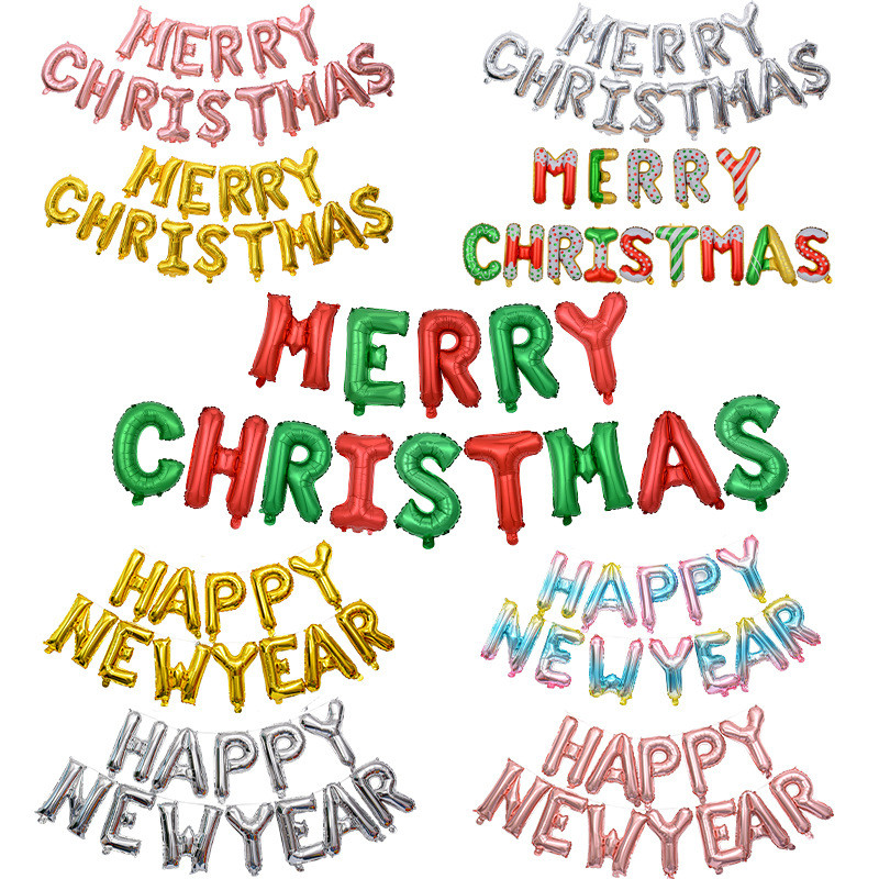 A1128 ลูกโป่งตัวอักษรคริสต์มาส Merrychristmas ปีใหม่