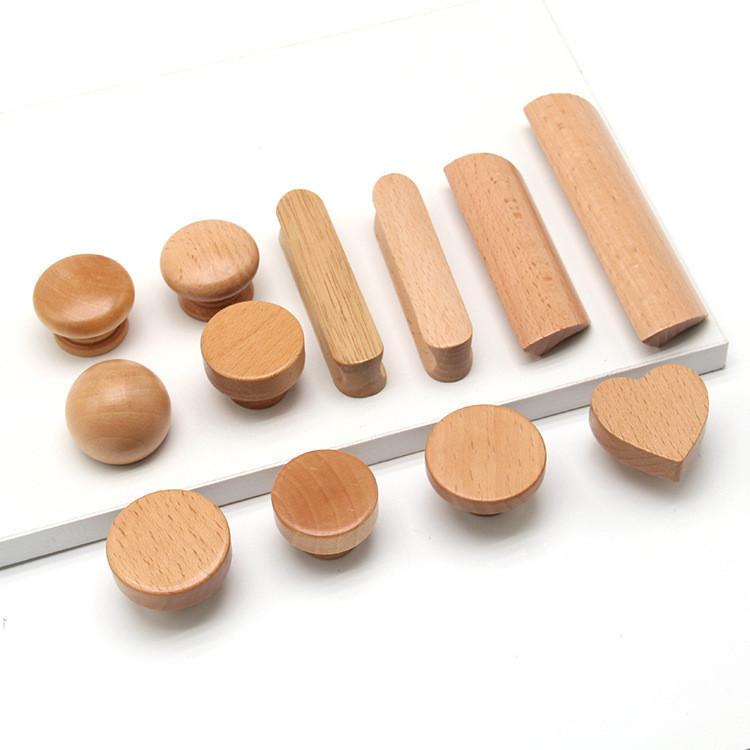 Modern Beech cabinet Handle - Single Hole DRAWER cabinet Handle - Solid wood knobs and handles