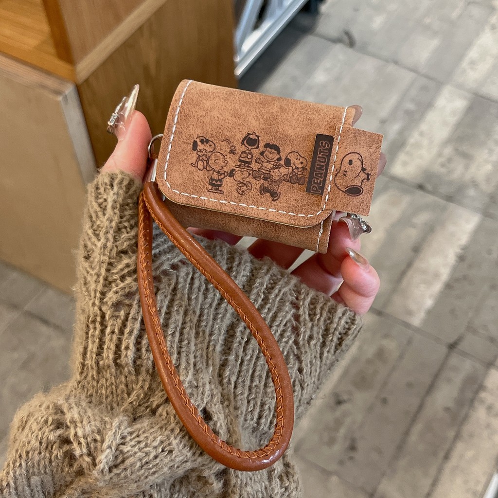 สีน้ําตาลการ์ตูนสุนัข Boy เชือก PU หูฟังสําหรับ AirPods 1 2 3 4 Pro 1 2 หูฟัง Rotective กรณี