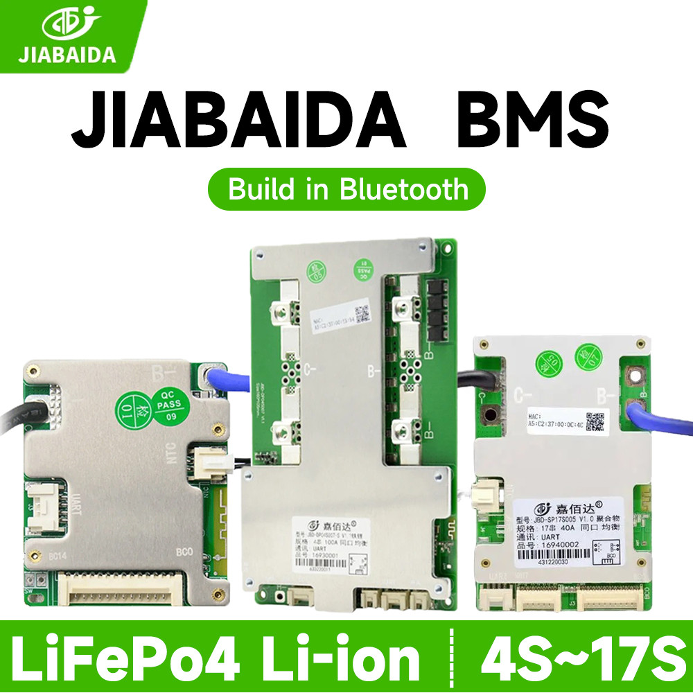 Jiabaida สมาร์ท BMS 4S 12V LiFePo4 Li-ion 8S 24V 16S 48V 10S 13S 14S 17S 20A 50A 100A 200A JBD BMS