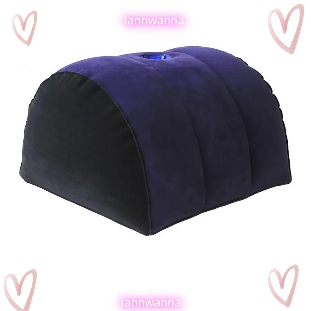 Iannwna หมอนซิลิโคน, สีฟ้า + สีดําสามเหลี่ยมกระบอก Wedge Magic Cushion, PVC Flocking Soft Inflatable Relax Cushion Home