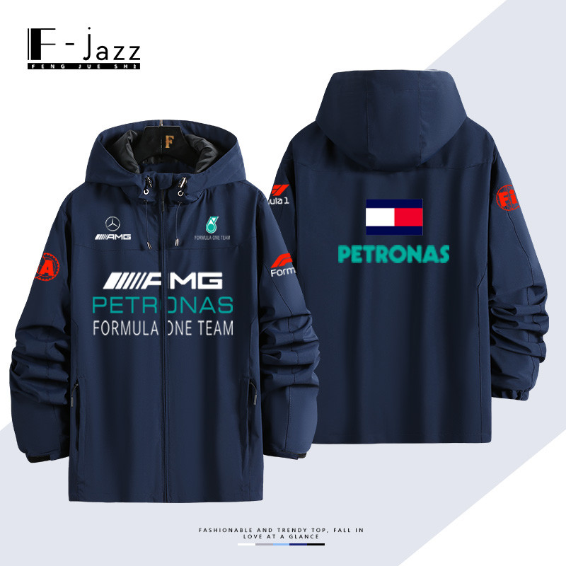 Amg Mercedes Benz F1 Formula One Fleet Racing Suit ที่กําหนดเองแจ็คเก็ตกลางแจ้งเสื้อแจ็คเก็ตกันลมชุด
