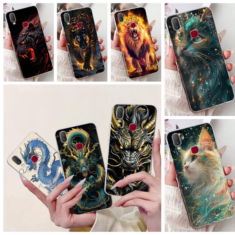 Vivo Y11 2019 1906 / Vivo Y12i Casing Cool Style Tiger Dragon Pattern Phone Case Clear Soft Silicone