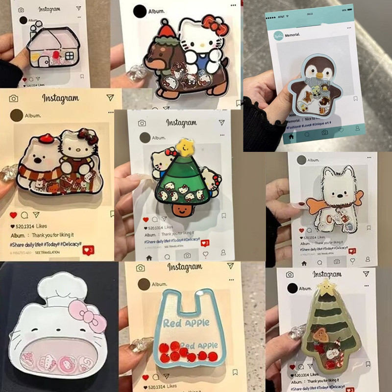 น่ารัก Quicksand jellycat Christmas Tree Bracket SAMSUNG อุปกรณ์เสริมมือถือ ที่วางโทรศัพท์ อิน เหมาะสําหรับ ไอโฟน, ซัมซุง, เสี่ยวหมี่, แมวและสุนัขสนุกต่างๆ คิตตี้แบบพกพาพับผู้ถือถุงลมนิรภัยการ์ตูนแม่เหล็กหมุนแ