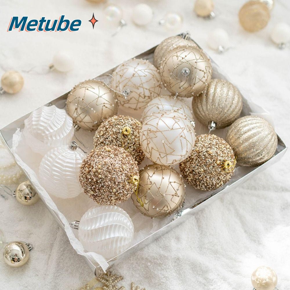 Metube ต้นคริสต์มาสแขวนตกแต่ง, Baubles แชมเปญสีตกแต่งต้นคริสต์มาส, จี้พลาสติกแขวนตกแต่งลูกบอลคริสต์มาส Xmas แขวนเครื่องประดับคริสต์มาส