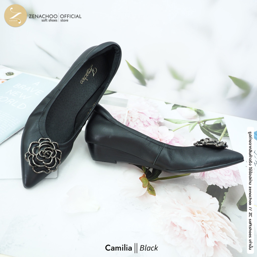 Zenachoo รุ่น Camilia สูง 1นิ้ว ทรงปกติ เปลี่ยนไซส์ได้-ไม่รับคืน หนังแกะนิ่ม หน้ากว้างเดินสบายมาก ราคา ถูกที่สุด ดีลบีเคเค แกลเลอรีภาพที่ 3