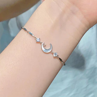 COD💖กำไลข้อมือ ผู้หญิง คริสตัลสีชมพู สร้อยข้อมือผีเสื้อ ซูซูรัน ดวงจันทร์ สร้อยข้อมือ ละเอียดอ่อนหวาน เครื่องประดับ-Lune