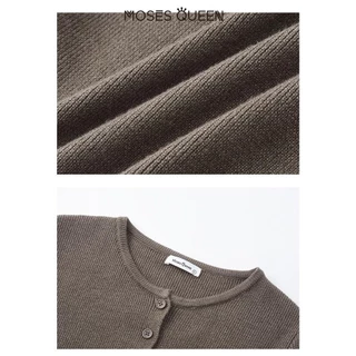 MOSESQUEEN เสื้อสเวตเตอร์ถักกระดุมใหม่ปุ่มท้องสั้น บาง และบาง เครื่องเทศ สาว สูงสุด เสื้อแจ็กเกต #59259