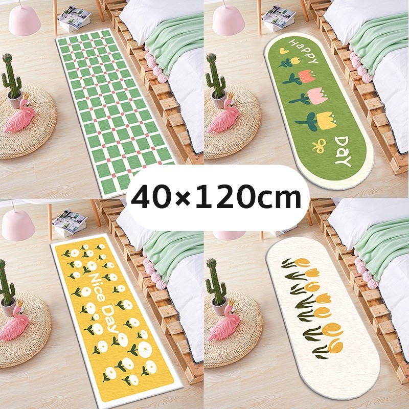 พรมเช็ดเท้า 40*120cm พรมยาว พรมข้างเตียงแบบยาว ขนนุ่ม มีแผ่นกันลื่น พรมห้องนอน พรม ยาว มินิมอลแต่งห้อง ตกแต่งบ้าน