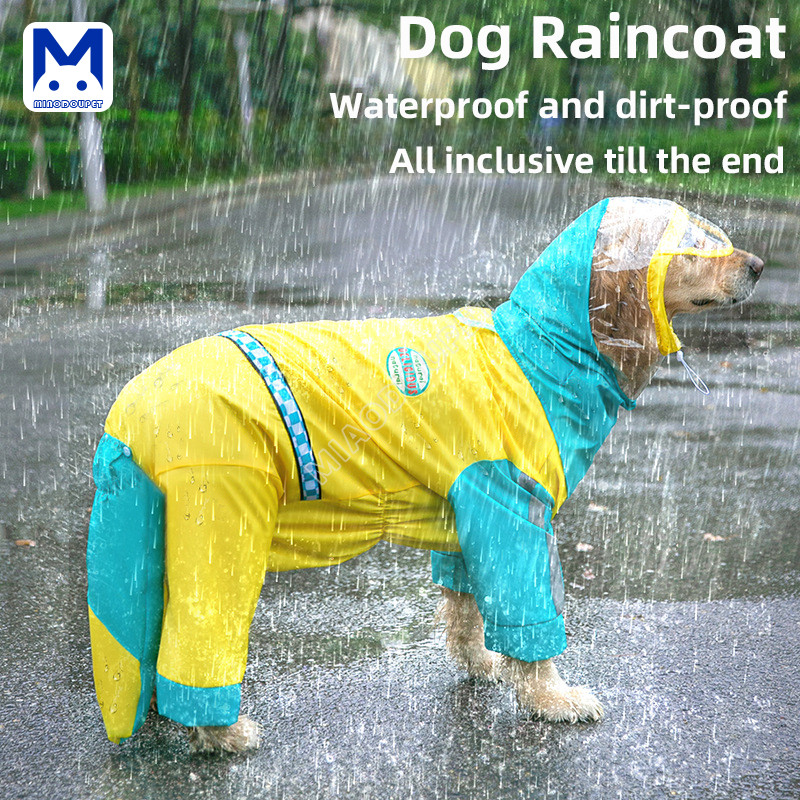 เสื้อกันฝนสุนัขตัวใหญ่จับคู่สีโกลเด้นรีทรีฟเวอร์ ซามอยด์ สุนัขขนาดกลางขนาดใหญ่ออกนอกบ้านเสื้อปอนโชกันน้ําสี่ขา