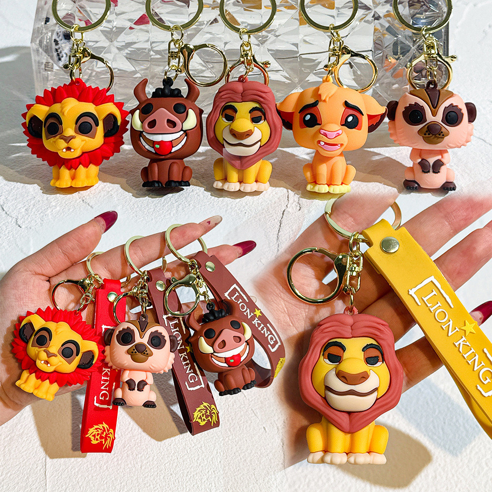 Lion King พวงกุญแจสิงโตน่ารัก Simba Key Ring แอนิเมชั่นกระเป๋าเป้สะพายหลังจี้รถ