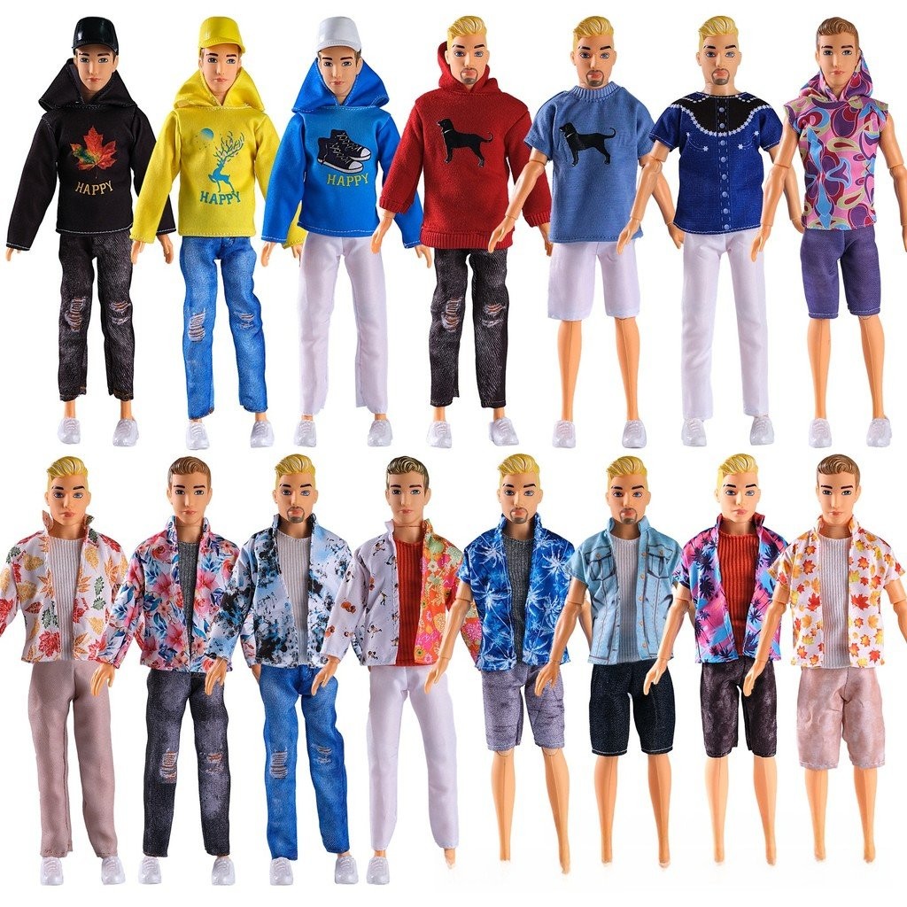 ตุ๊กตา 6 จุด 30 ซม. เสื้อผ้าและอุปกรณ์เสริมของเจ้าชาย KEN, ของเล่นสำหรับเด็กผู้หญิง, เสื้อผ้า + รองเท้า