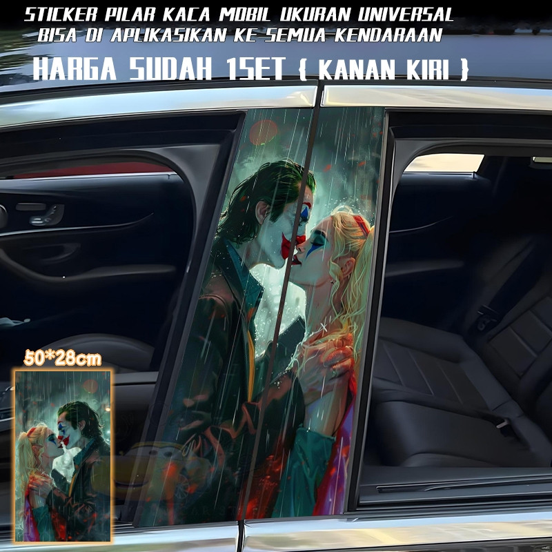 สติกเกอร์รถ PE ฟิล์มฝาครอบแถบรถประตูคอลัมน์เสาสติกเกอร์หน้าต่างกลาง 80 Joker Harley Quinn