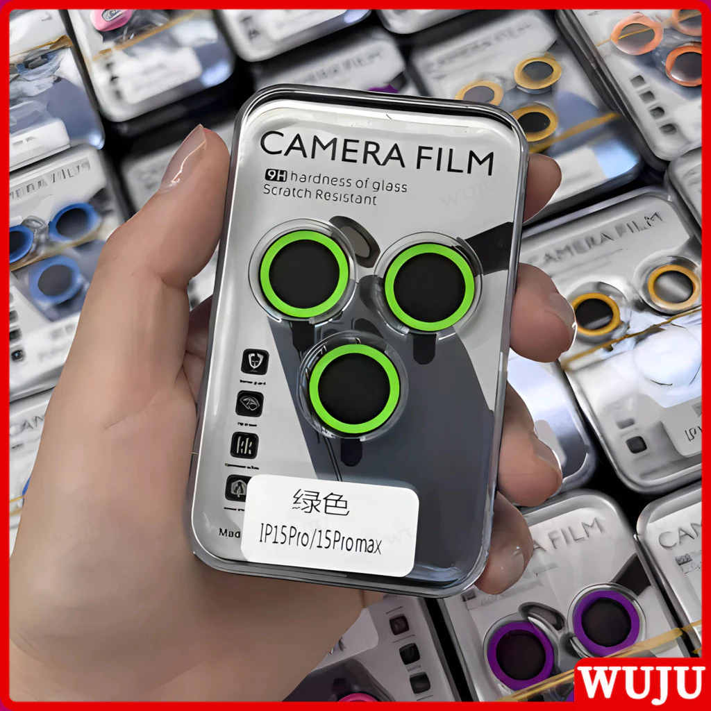 Wuju Full Cover luminous Camera Lens Protector สําหรับ iPhone 17 16 15 14 13 12 11 Pro Max Plus Air ตัวป้องกันเลนส์กล้อง