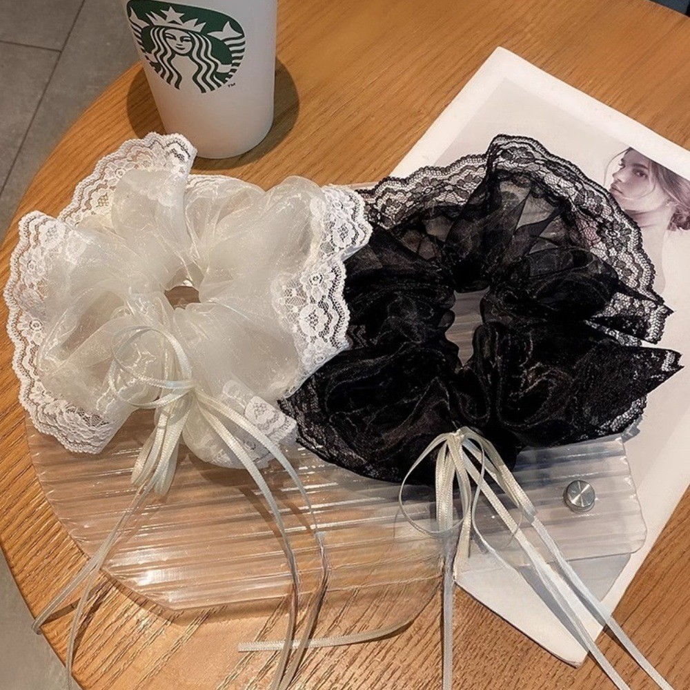 โบว์ลูกไม้เกาหลี Scrunchy แหวนผมหวาน