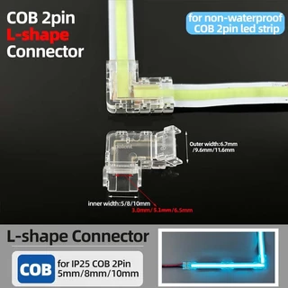 5 มม.8 มม.10 มม.1PCS ฟรีเชื่อม 2pin COB LED Strip L-Shap มุม Extension Wire Terminal LED Connectors ไม่มี Dark สําหรับ COB Strip ไฟ