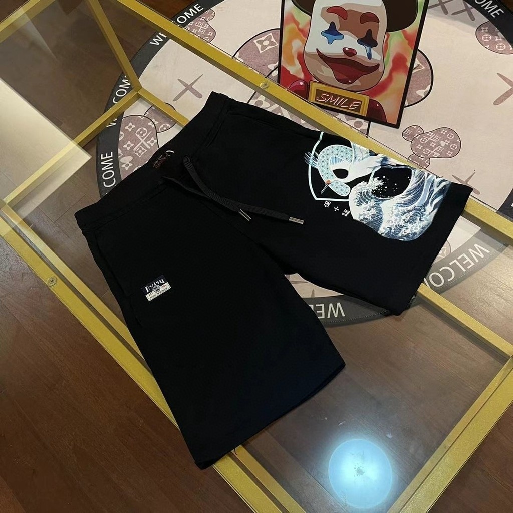 ขาสั้นกีฬาหลวมสำหรับผู้ชายลายคลื่น Evisu