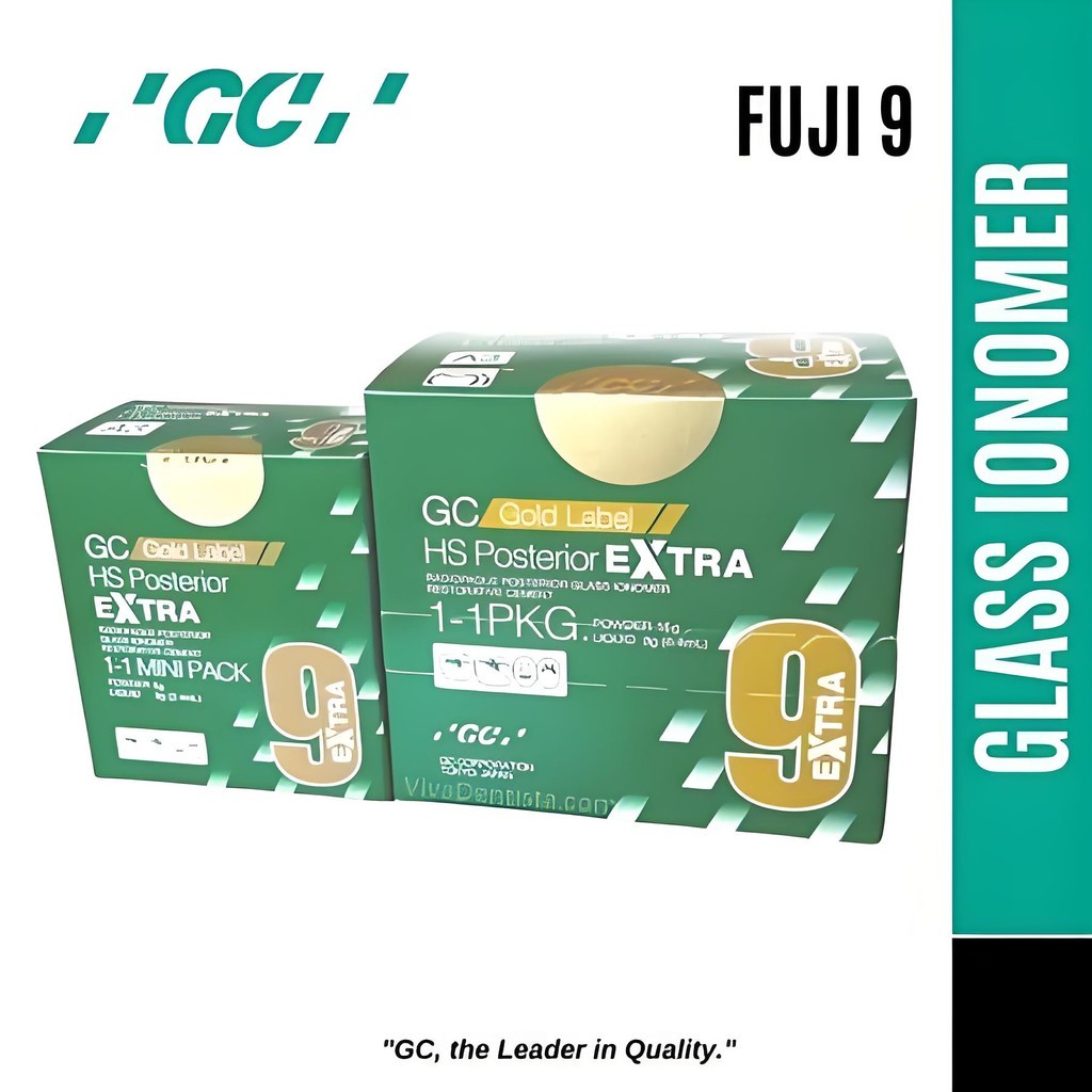 ใหม่ GC Fuji 9 Gold Label HS Posterior แก้ว ionomer (15g แป้ง, น้ํายา 8g)