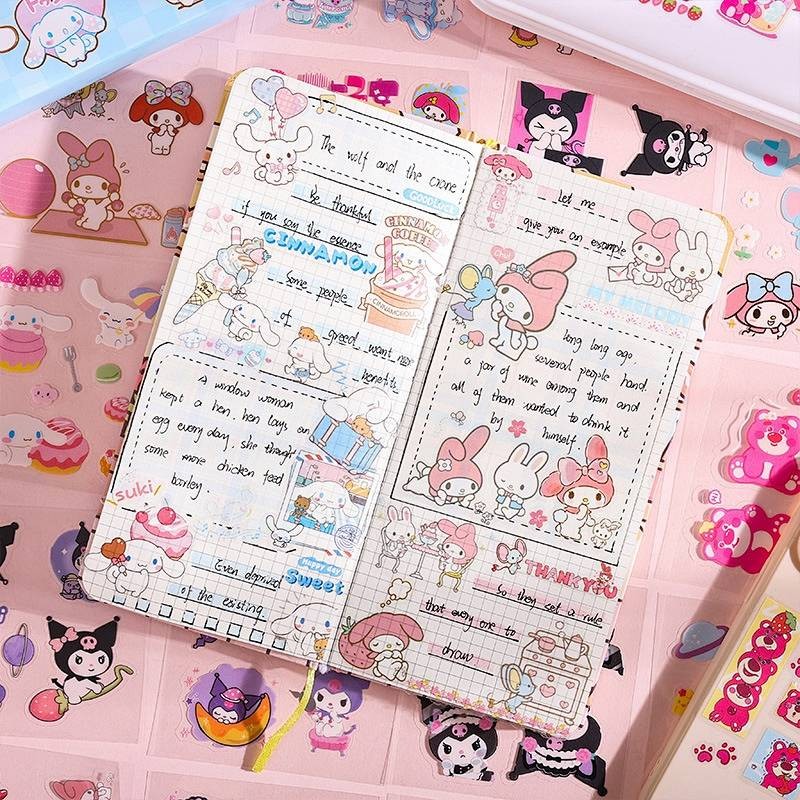 Sanrio Stickers 100 Pieces Cinnamoroll Babycinnamoroll Cute Journal Stickers Waterproof DIY Stickers