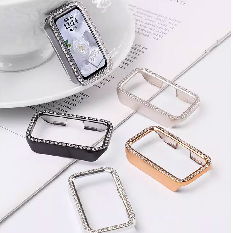 Hard Edge Diamond Encrusted PC Case สําหรับ Huawei band 11 11Pro 10 9 8 สมาร์ทฝาครอบป้องกันอุปกรณ์เสริม