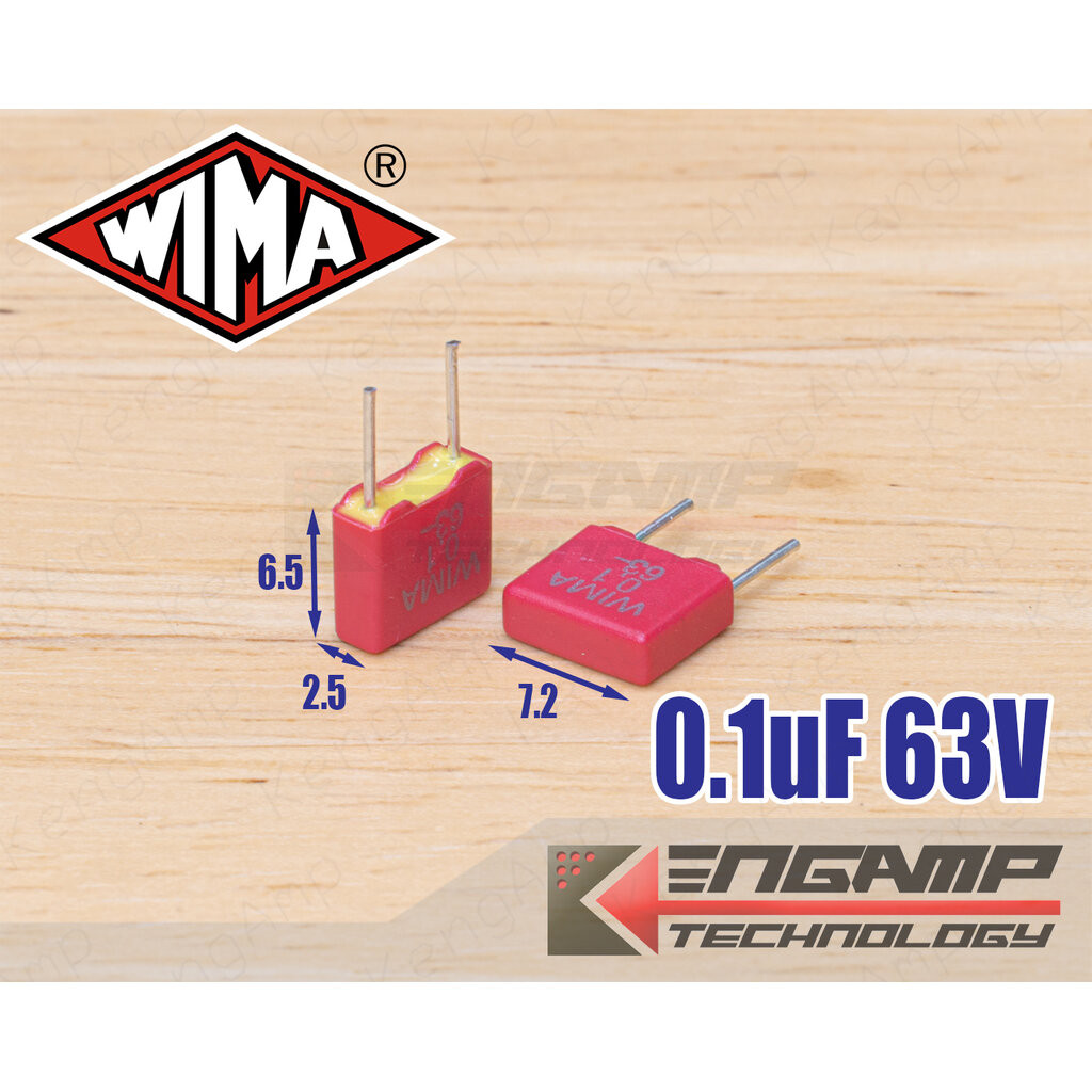 (10ตัว)[F-CAP] 0.1uF/63V WIMA MKS2 5% 2.5x7.2 H6.5mm P=5mm