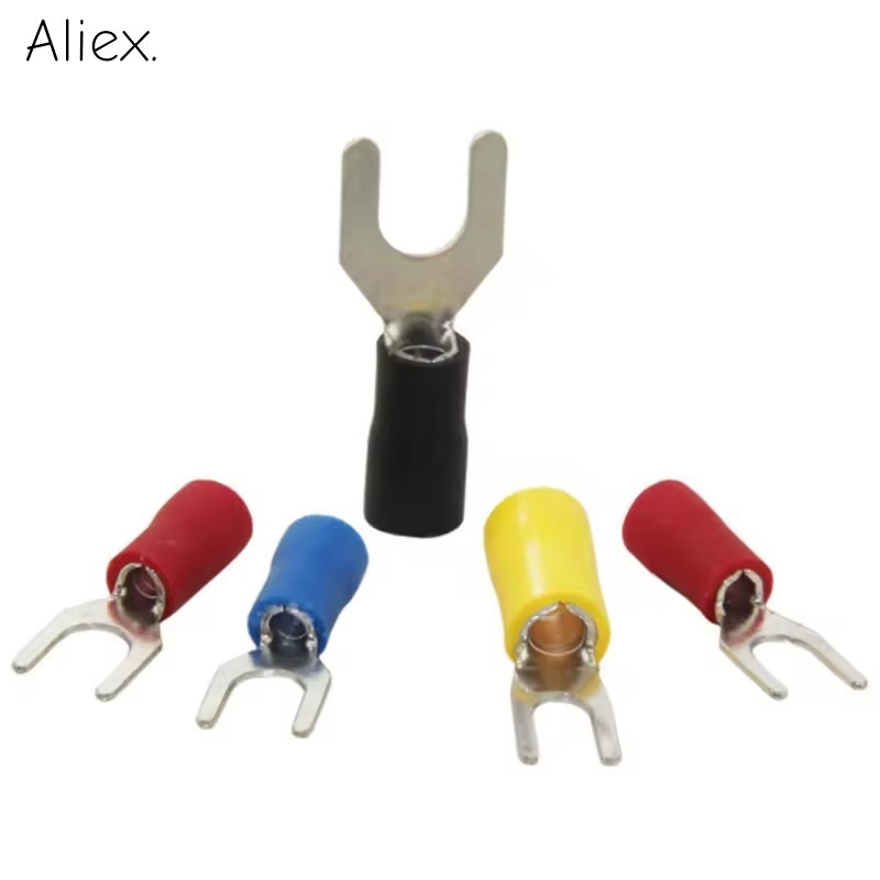 100 ชิ้นฉนวนส้อมขั้วต่อสายไฟไฟฟ้า Crimp Terminal SV1.25-3