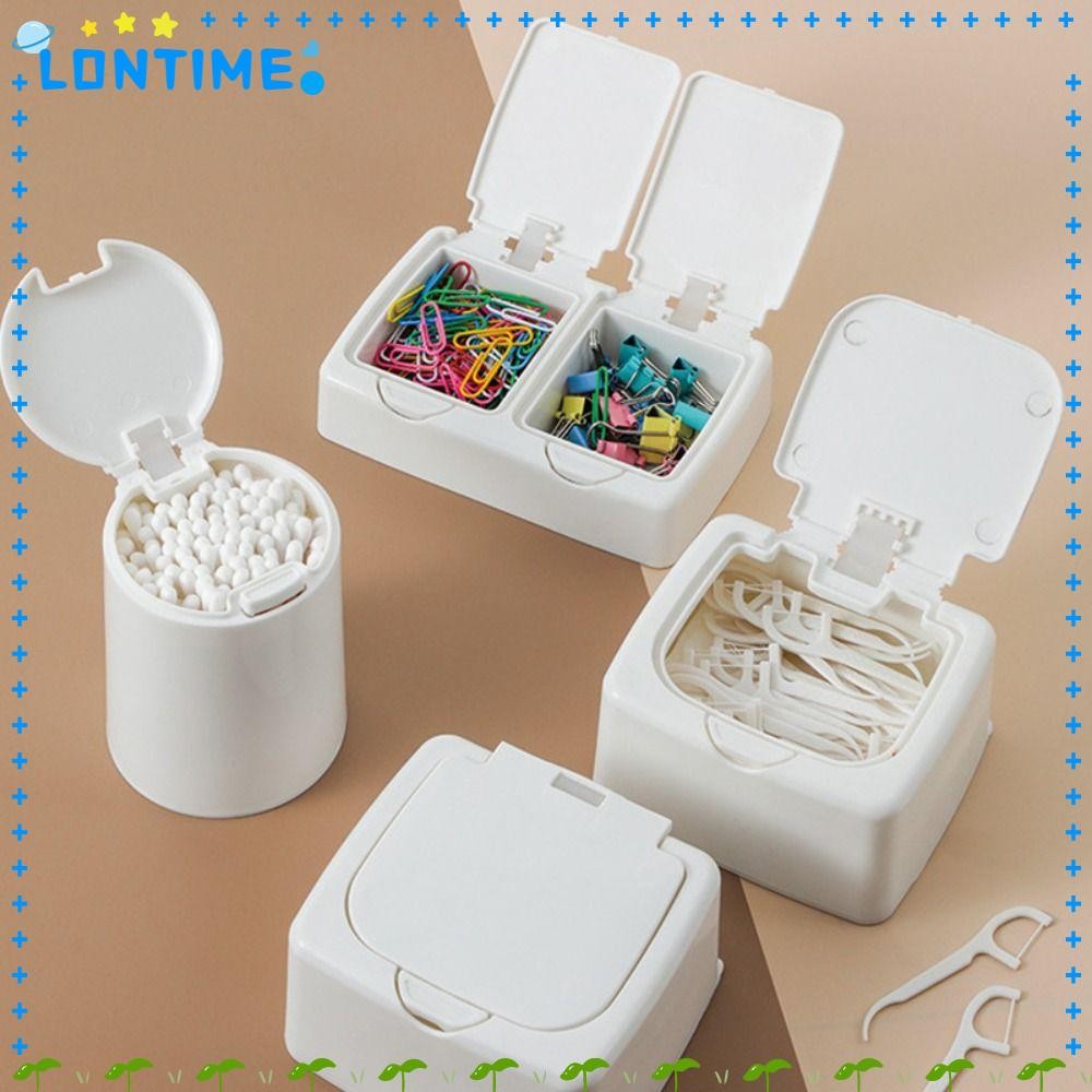 LONTIME Desktop Organizer Multi-Functional Mini Floss คอนเทนเนอร์เครื่องเขียนฝาครอบไม้จิ้มฟัน