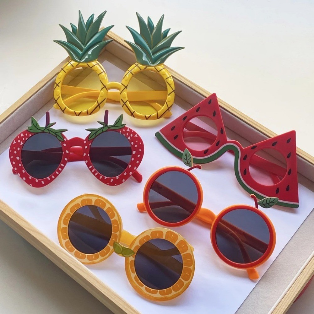 1PC ผลไม้แว่นตา Luau แว่นตากันแดดตลกแว่นตากันแดดชุด Props สําหรับชายหาดฮาวาย Luau Theme Party Supplies