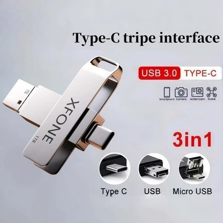 HP TYPEC Flashdisk OTG USB 3in1 ความเร็วสูง Metal Flash Driver USB 128gb 512gb 1tb 2tb USB แฟลชไดรฟ์