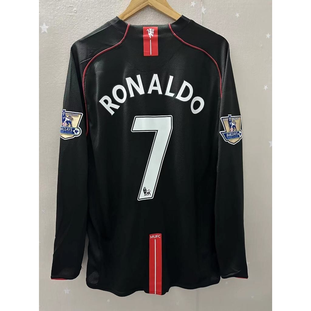 Men 2007-08 Manchester United Retro Jersey – Cristiano Ronaldo & Wayne Rooney เสื้อยืดแขนยาวแบบกําหน