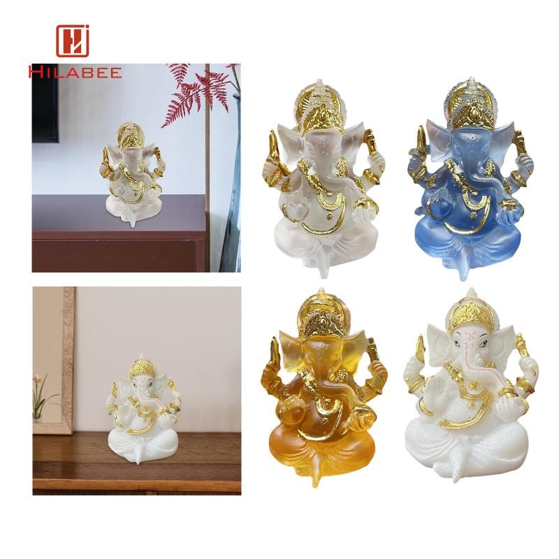 [ฮิลาบี] พระพิฆเนศนั่งรูปปั้นพระพุทธรูปประติมากรรมความสูง9ซม.ทันสมัยหรูหราคอลเลกชันหัตถกรรมสําหรับโฮมออฟฟิศโต๊ะทําความสะอาดง่าย