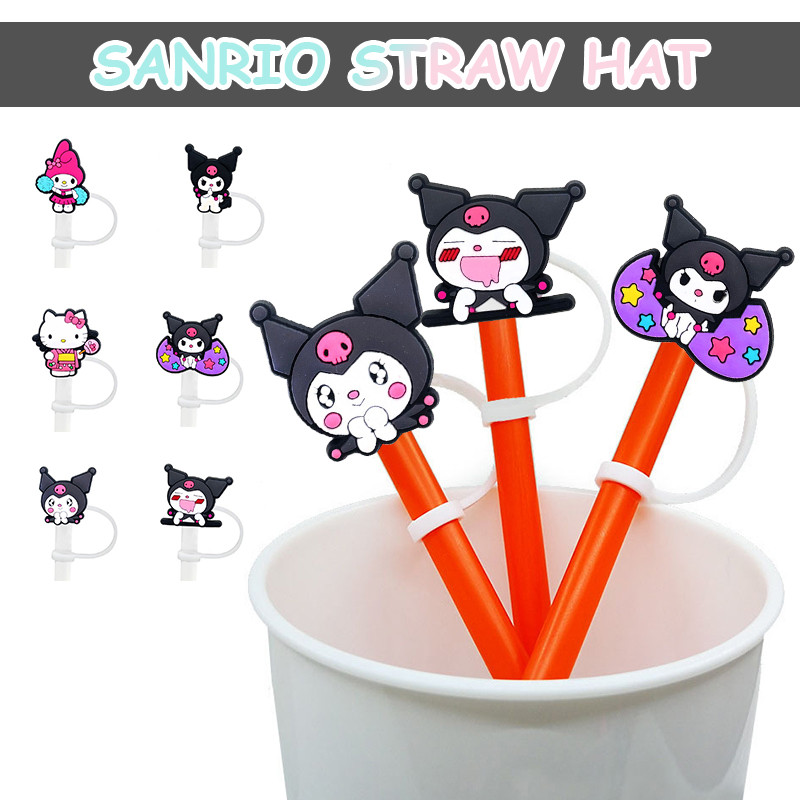 🛒จุกปิดหลอด10 มม. Sanrio ฝาครอบหลอดซิลิโคนใช้ซ้ําได้ จุกปิดหลอดซิลิโคนการ์ตูน  Tmsunten