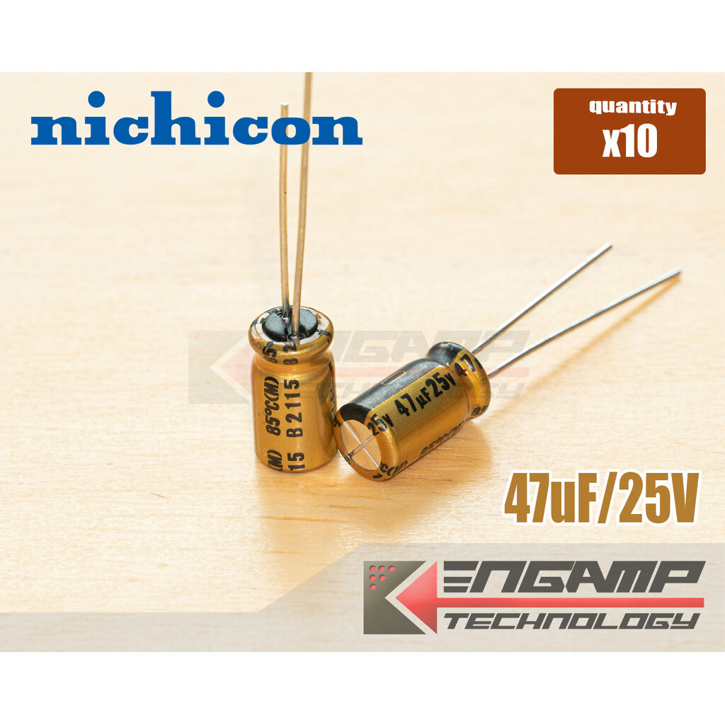 (10ตัว) [E-CAP] 47uF/25V 85ºC Nichicon Fine Gold ø6.5xH12mm P=2.5mm