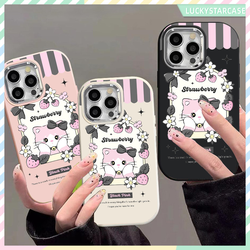 เคส For iPhone 11 14 13 12 15 16 Pro Max X XS XR 7P 8P ลูกแมวน่ารัก เคสโทรศัพท์ เคสไอโฟนหรูหราไฮโซ กันกระแทก ซิลิโคนนุ่ม