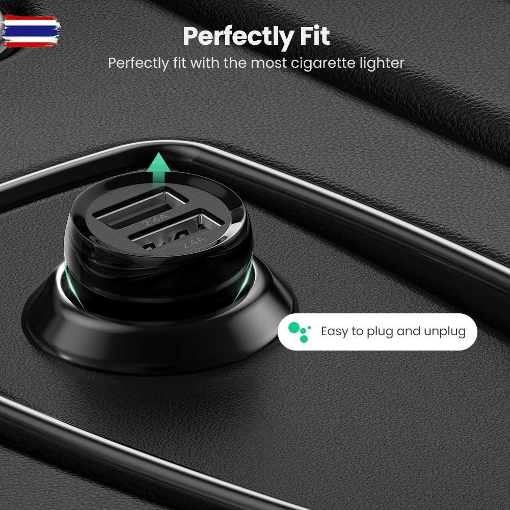 UGREEN 50875 Dual USB Car Charger with 24W 4.8A Car Charging Adapter Compatible for iPhone 12/SE/11 