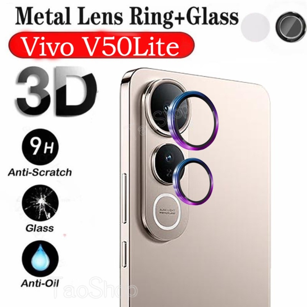 แหวนโลหะกล้องเลนส์ป้องกันฟิล์มสําหรับVivo V50 Lite V50Lite V 50 VivoV50 Lite VivoV50Liteกระจกนิรภัยค