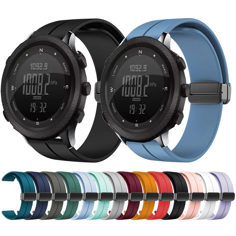 แม่เหล็กพับหัวเข็มขัดสําหรับ NORTH EDGE APACHE-46 สมาร์ทนาฬิกาซิลิโคนสําหรับ NORTH EDGE APACHE 46 สา