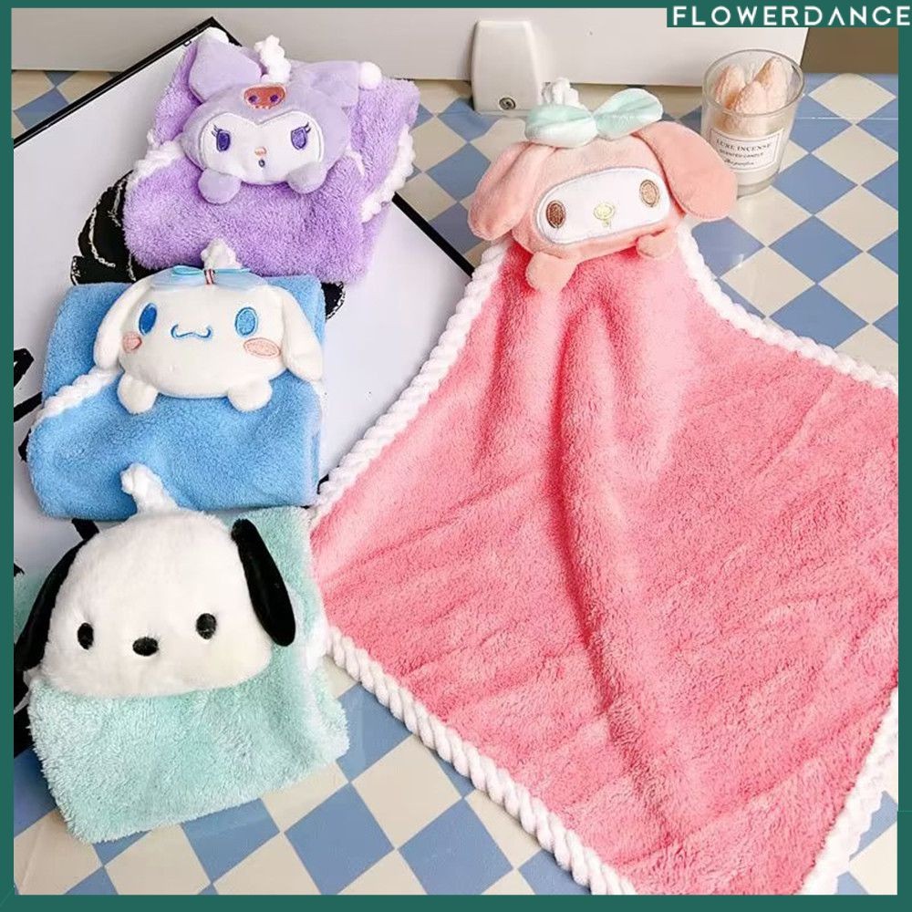 ผ้าเช็ดมือ Sanrio Cinnamoroll Kuromi Kawaii ลายการ์ตูนตุ๊กตาผ้าเช็ดมือสำหรับเด็ก ผ้าเช็ดมือไมโครไฟเบอร์ดูดซับน้ำได้ดี จัดส่งรวดเร็ว