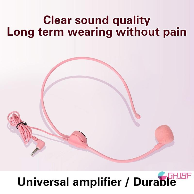 GHJBF] 1 ชิ้น 3.5 มิลลิเมตร Headworn ไมโครโฟนแบบมีสายชุดหูฟัง Pink Voice Amplifier ลําโพงเสียงที่ชัดเจนสําหรับคู่มือการประชุม Speech ครูสนนเดิม