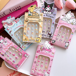 Sanrio Kids Nail Stickers 12 แผ่น Set, Cute Press-On Nails f…
