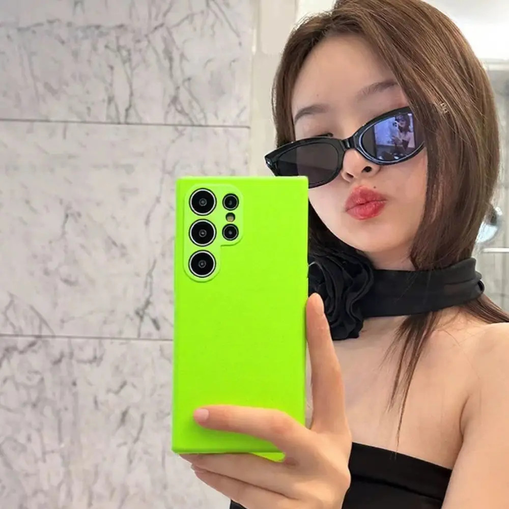 SAMSUNG สําหรับSamsung S26 Ultraกรณีนีออนซิลิโคนเหลวเคสโทรศัพท์สําหรับSamsung Galaxy S25 Ultra S24 S23 Ultra Matteเรืองแสงฝาครอบสี