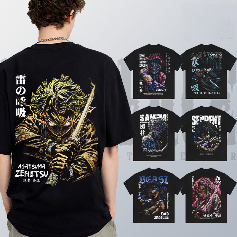 เสื้อยืดDemon Slayer Infinite City แบบแขนสั้น สไตล์คูลจากผ้าฝ้าย สวมใส่ง่ายสำหรับทุกคน