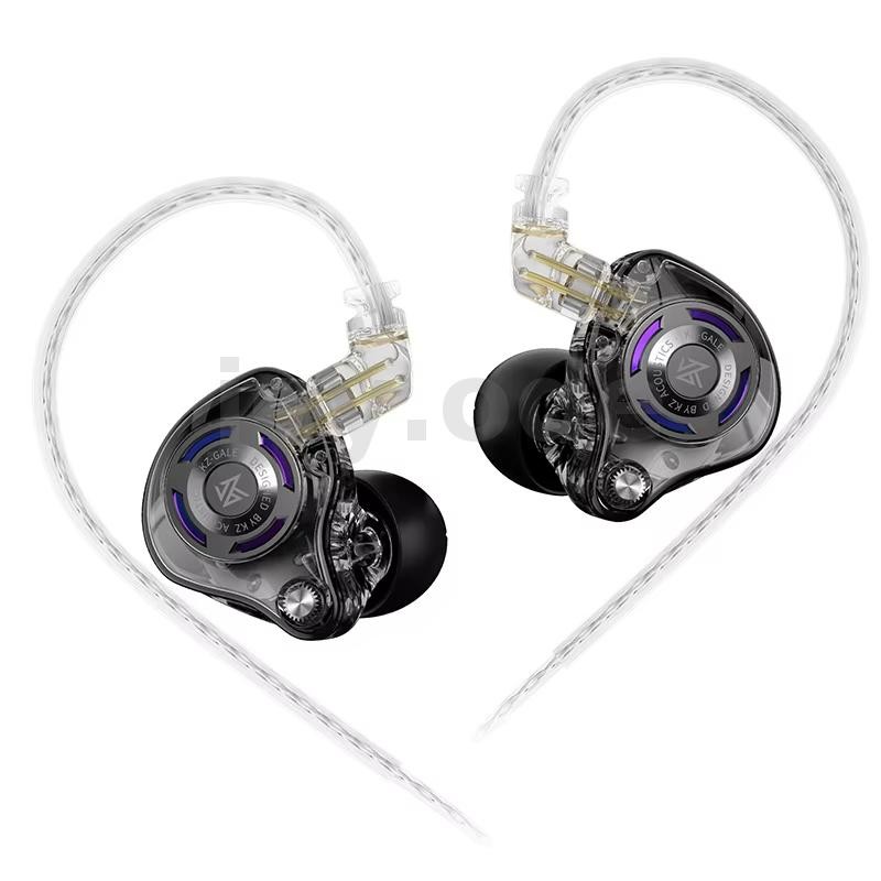 KZ Gale หูฟังแบบมีสายหูฟังชนิดใส่ในหู Super-Linear Driver Hifi Bass IEM หูฟังที่ถอดออกได้ Silver-Pla