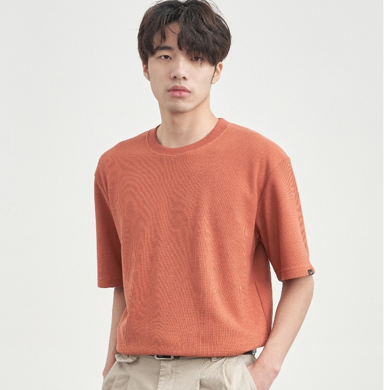 Becoolman- [15 สี]เสื้อยืดแขนสั้น เสื้อยืดผู้ชาย สีทึบ เรียบง่ายและจับคู่ได้ง่าย ผ้าวาฟเฟิล รู้สึกดีมีคุณภาพสูง
