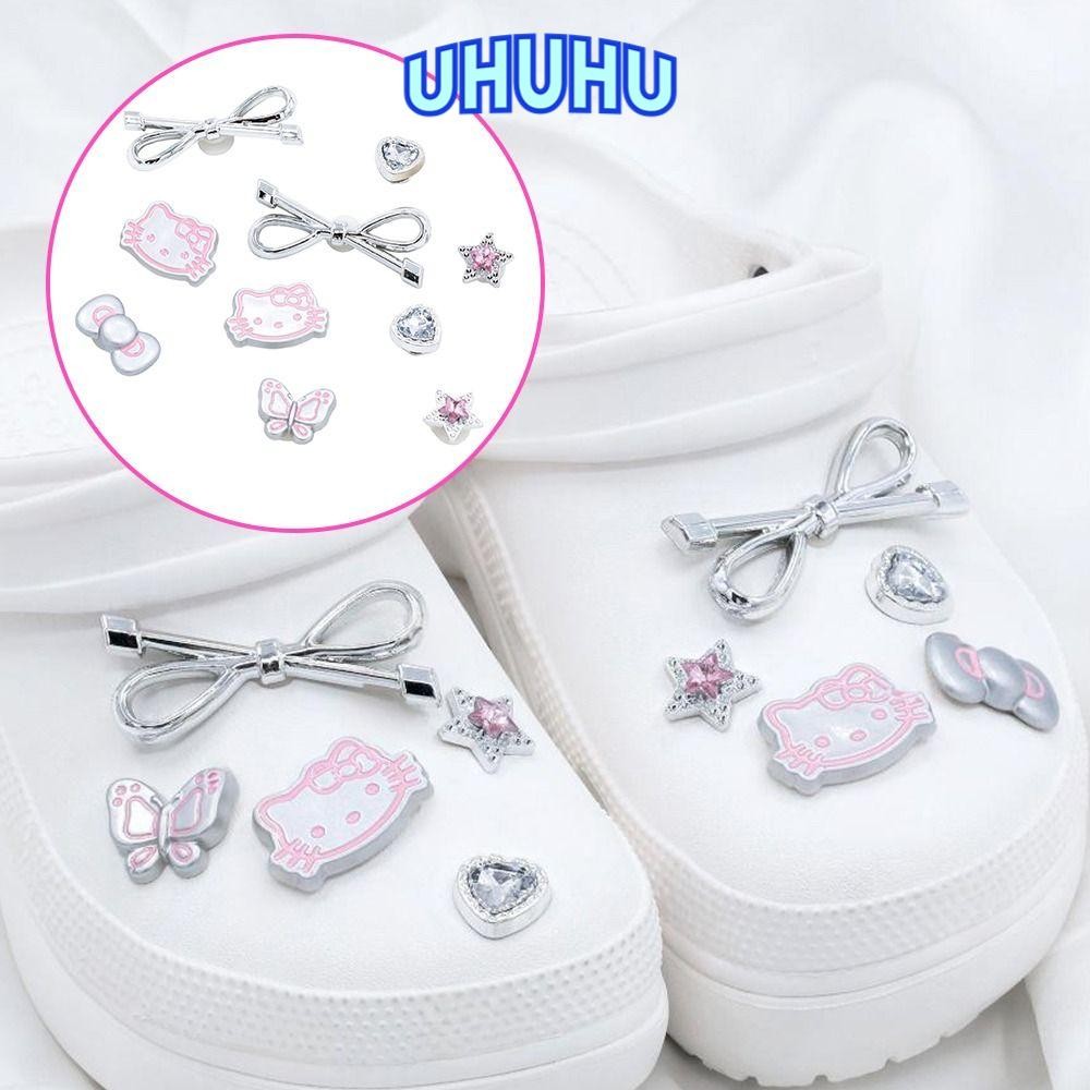 UHU รองเท้าคลิปหัวเข็มขัด,สําหรับรองเท้าอุปกรณ์เสริม Hello Kitty รองเท้า Charms ชุด, ผู้หญิง KT Cat 