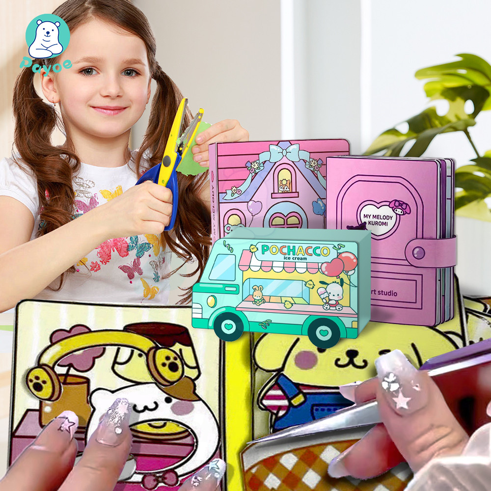 PAYOE diy SANRIO ของเล่นแฮนด์เมด หนังสือของเล่นซานริโอ้ แฮนด์เมด กึ่งสําเร็จรูป แต่งตัวเกม ของเล่นกระดาษ