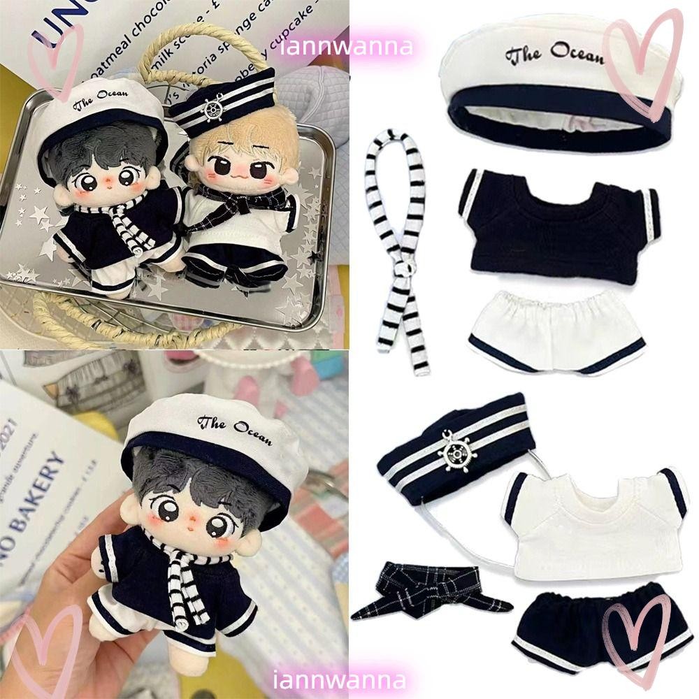 Iannwana เสื้อผ้าตุ๊กตา,หมวกเสื้อกางเกงผ้าพันคอ10เซนติเมตรตุ๊กตาชุดกะลาสี,สร้างสรรค์ภาพ Prop ของขวัญของเล่นมินิแล่นเรือใบผจญภัยเสื้อผ้าผ้าฝ้ายยัดตุ๊กตา