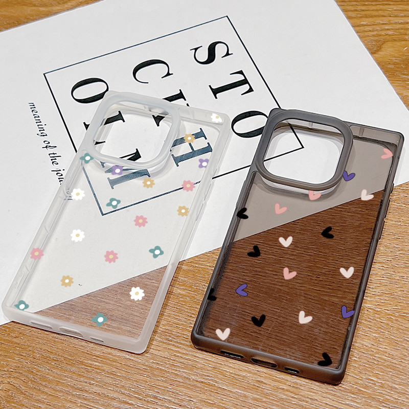 Iphone 15 14 16 Plus 13 12 Pro Max 11 Heart-shaped Floral Transparent Anti Drop Square IPhone Case