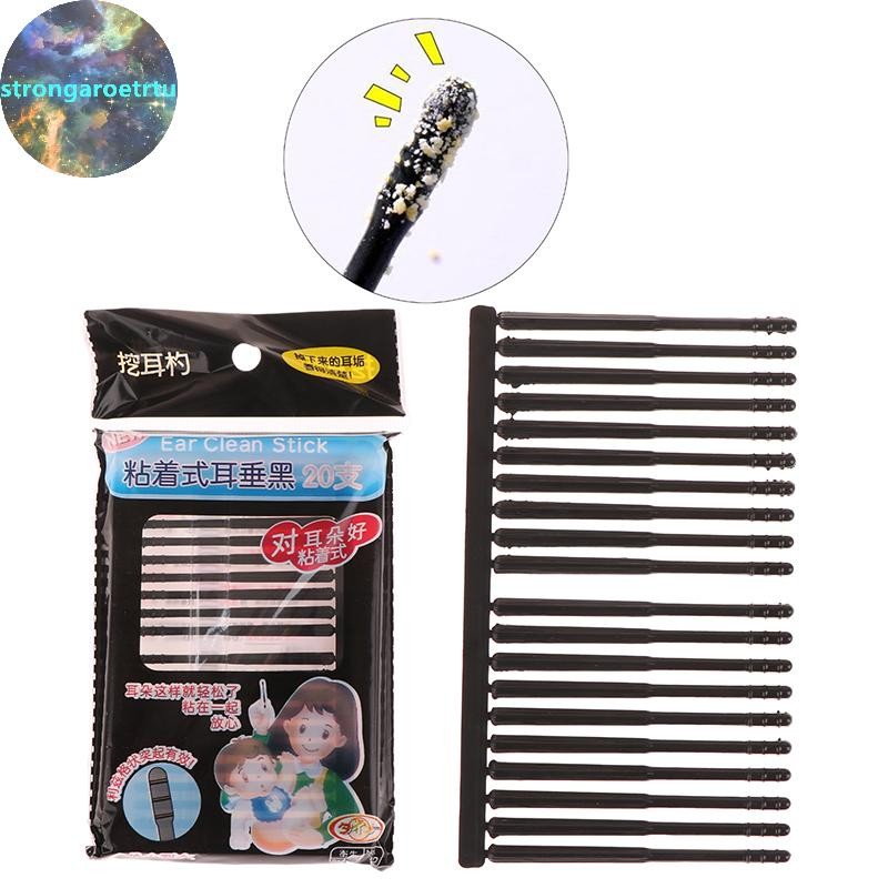 Strongaroetrtu 20pcs ทิ้งกาว Ear Pick แบบพกพา Sticky Ear Swabs เลือกเกลียวเคล็ดลับ Wax Removal Remover ชุดเครื่องมือทําความสะอาด Stick เครื่องมือ TH